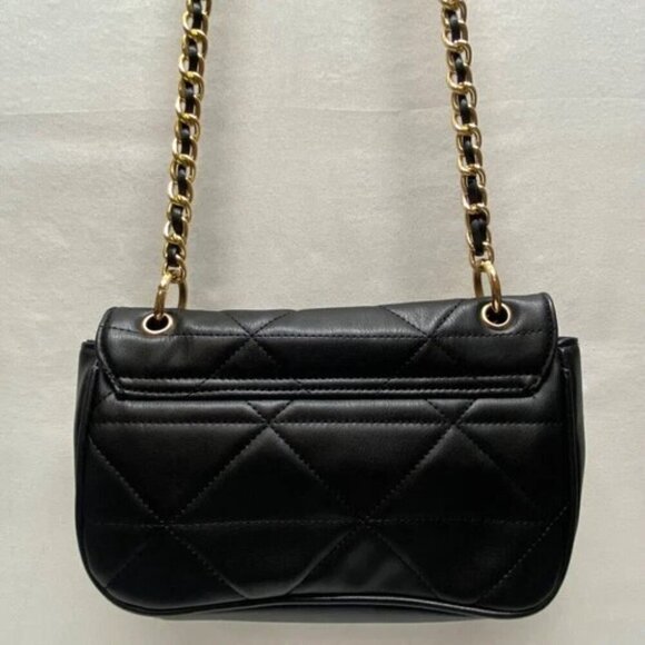 Bebe Gia Crossbody Shoulder Bag Quilted Faux Leather Gold Chain Strap Logo GUC - Picture 2 of 15